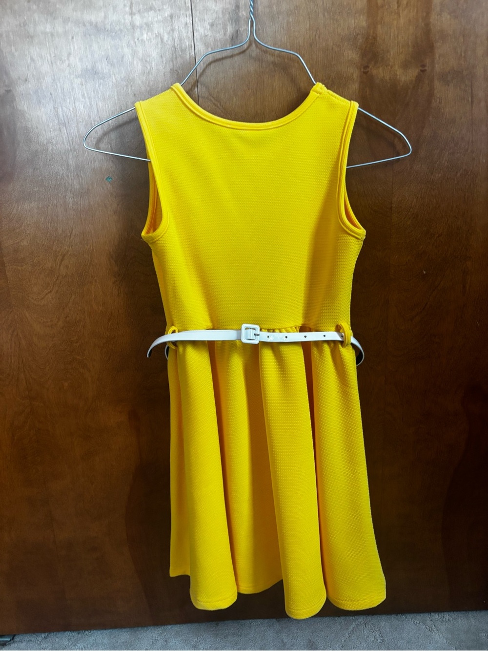 Girls' Yellow Sleeveless Belted Dress